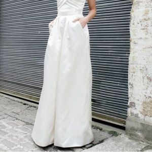 HALFPENNY LONDON Houston pleated duchesse-satin wide-leg pants